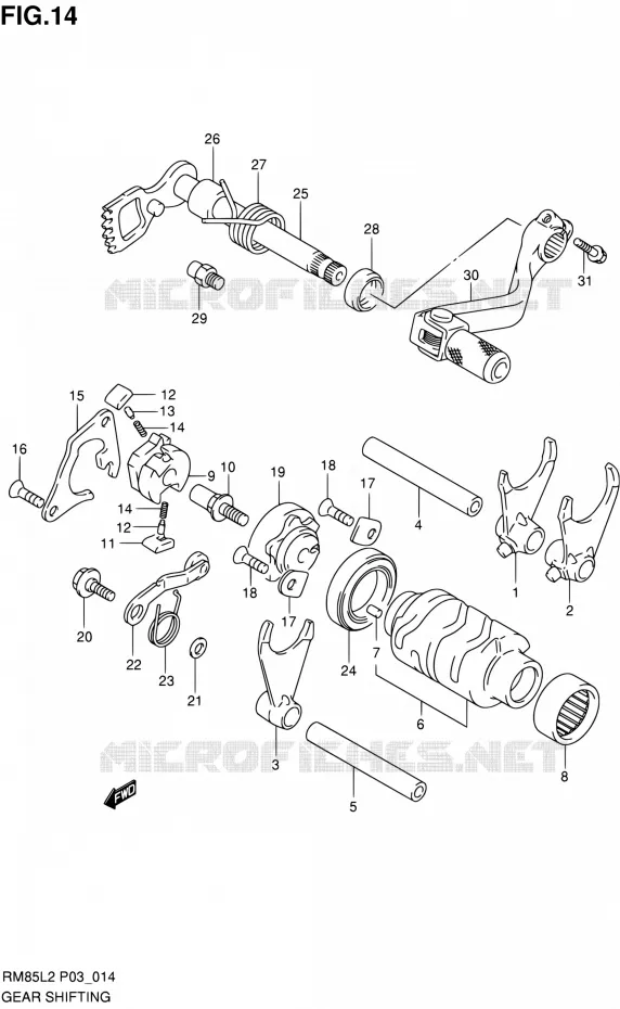 GEAR SHIFTING ASSY Suzuki MOTO 85 RM 2012  RM85L L2 (P03,P28.P33)