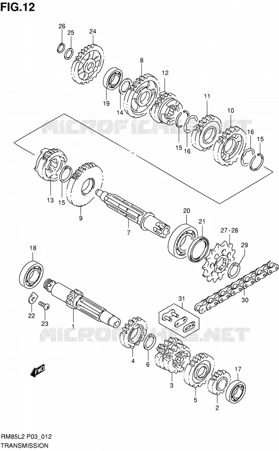 TRANSMISSION (RM85L2 P03) Suzuki MOTO 85 RM 2012  RM85L L2 (P03,P28.P33)