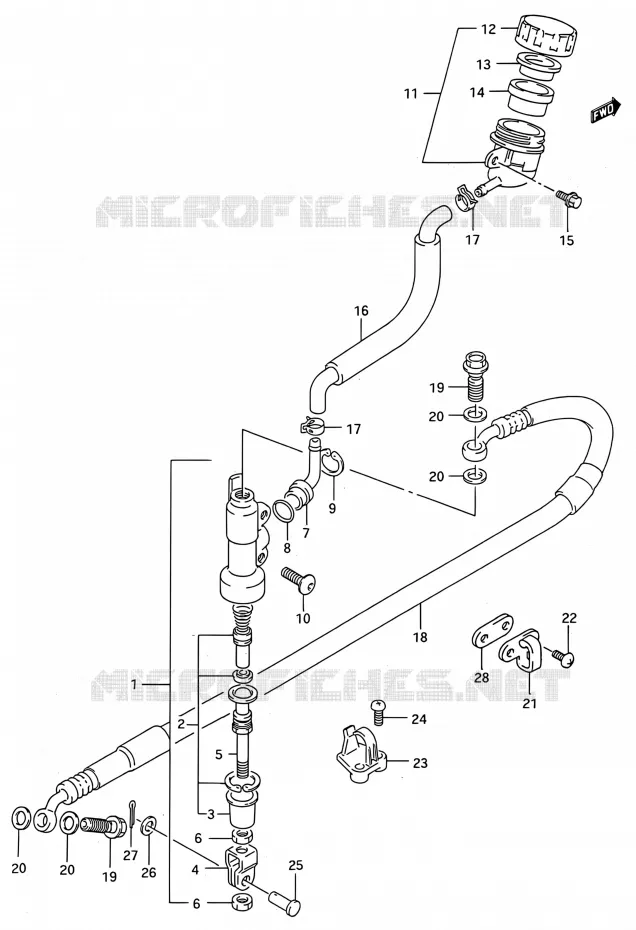 REAR BRAKE MASTER CYLINDER (MODELE M/N/P/R) Suzuki MOTO 250 RMX 1991  RMX250 M (E03,E28,E33)