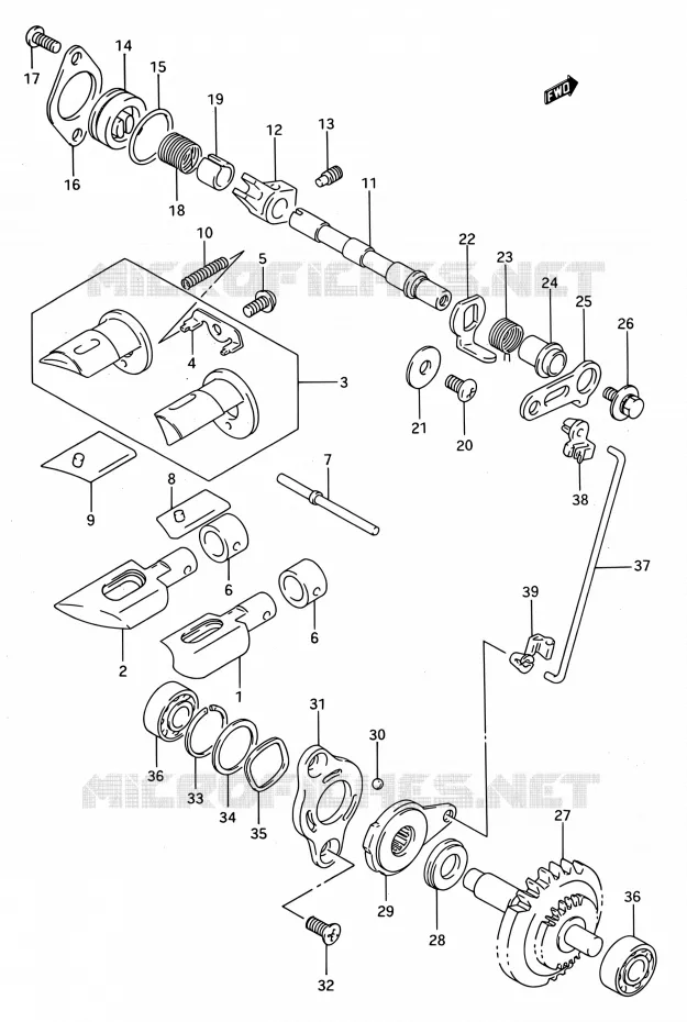 EXHAUST VALVE (MODELE P/R) Suzuki MOTO 250 RMX 1993  RMX250 P (E03,E28,E33)