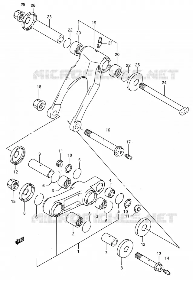 REAR SHOCK ASSY (MODELE M/N/P/R) Suzuki MOTO 250 RMX 1993  RMX250 P (E03,E28,E33)