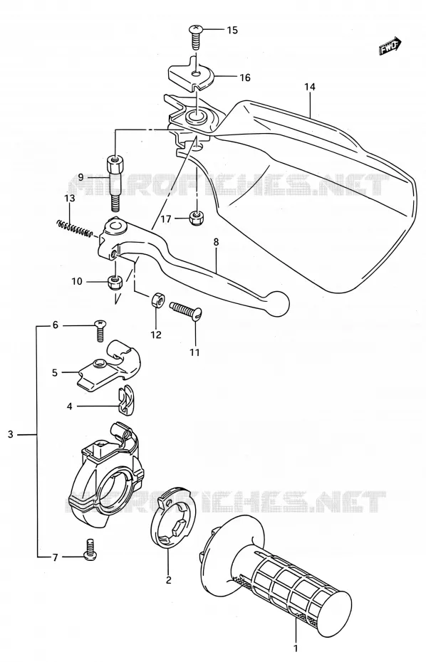 RIGHT KNUCKLE COVER (MODELE N/P/R) Suzuki MOTO 250 RMX 1993  RMX250 P (E03,E28,E33)