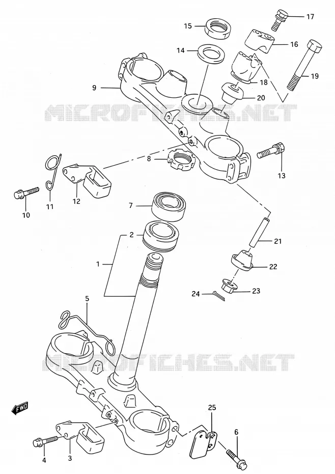 STEERING COLUMN (MODELE P/R) Suzuki MOTO 250 RMX 1993  RMX250 P (E03,E28,E33)