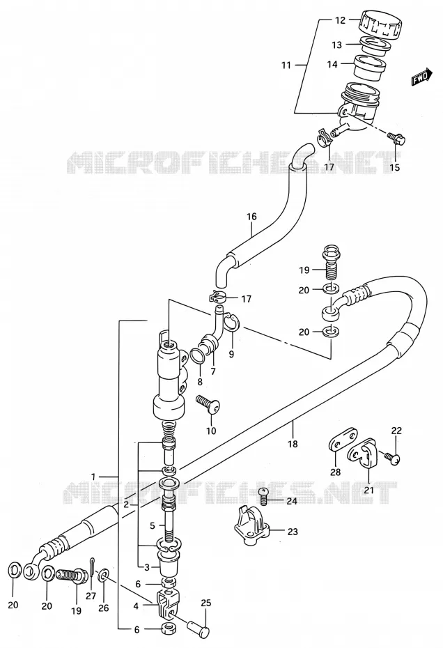 REAR BRAKE MASTER CYLINDER (MODELE M/N/P/R) Suzuki MOTO 250 RMX 1994  RMX250 R (E03,E28,E33)