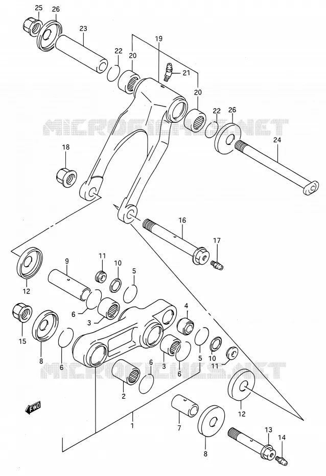 REAR SHOCK ASSY (MODELE M/N/P/R) Suzuki MOTO 250 RMX 1994  RMX250 R (E03,E28,E33)