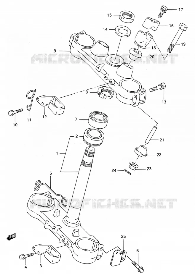 STEERING COLUMN (MODELE P/R) Suzuki MOTO 250 RMX 1994  RMX250 R (E03,E28,E33)
