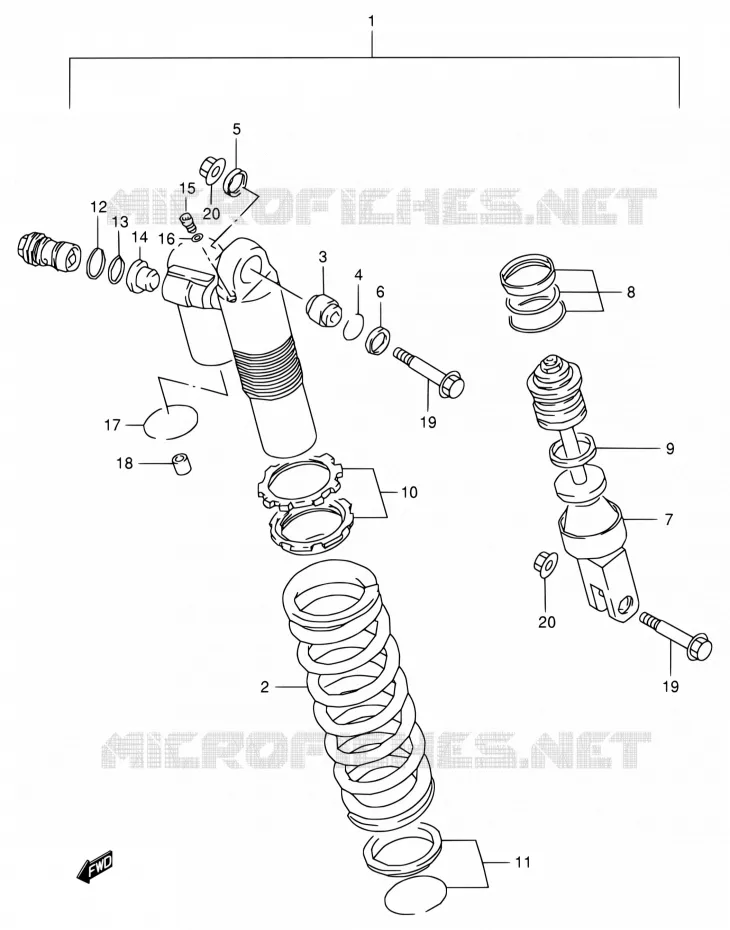 REAR DAMPER Suzuki MOTO 250 RMX 1998  RMX250W(E24)
