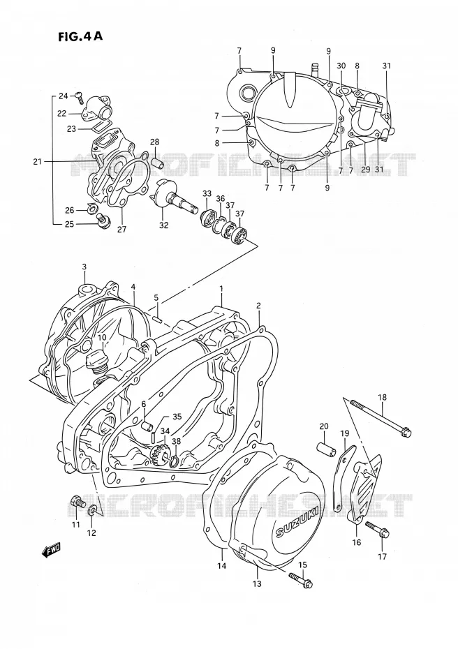 CRACKCASE COVER (MODELE L/M/N/P/R/S/T) Suzuki MOTO 250 RMX 1992  RMX250 N (E03)
