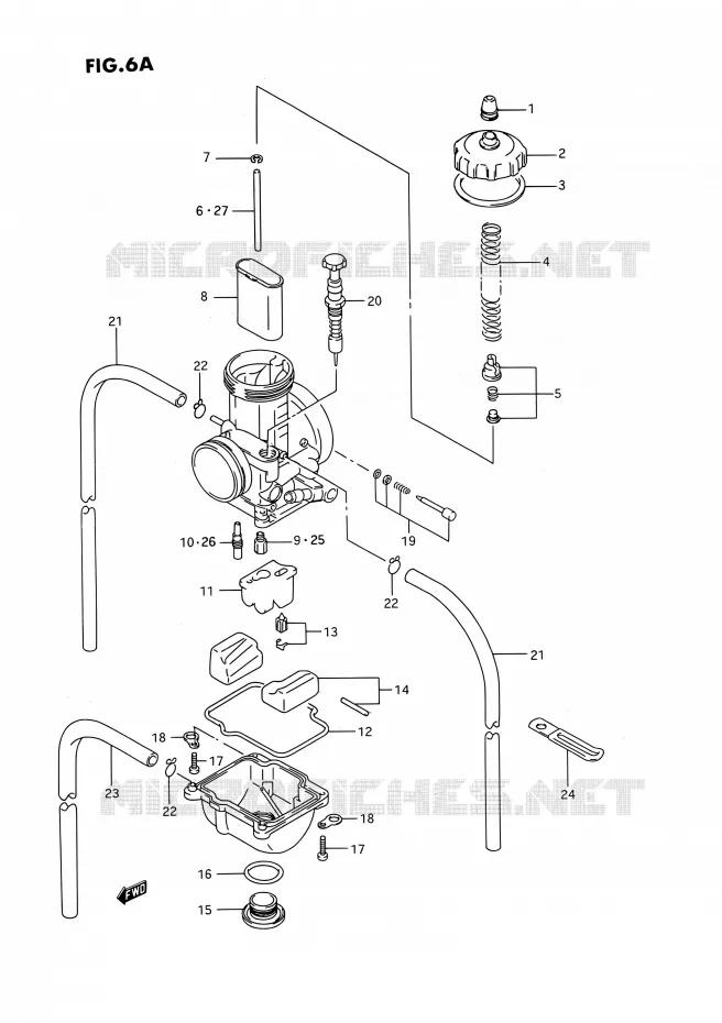 CARBURETOR (MODELE P/R/S/T) Suzuki MOTO 250 RMX 1993  RMX250 P (E03)