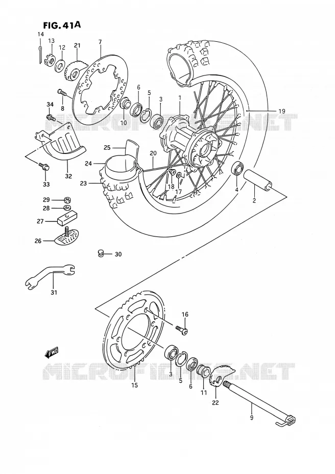 REAR WHEEL (MODELE N/P/R/S/T) Suzuki MOTO 250 RMX 1993  RMX250 P (E03)
