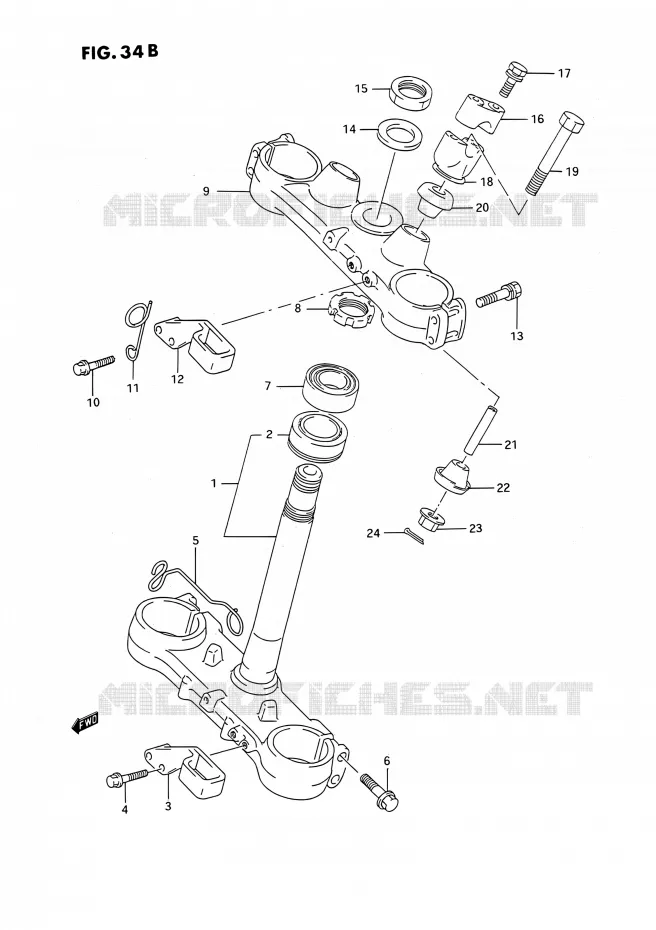 STEERING COLUMN (MODELE P/R/S) Suzuki MOTO 250 RMX 1993  RMX250 P (E03)