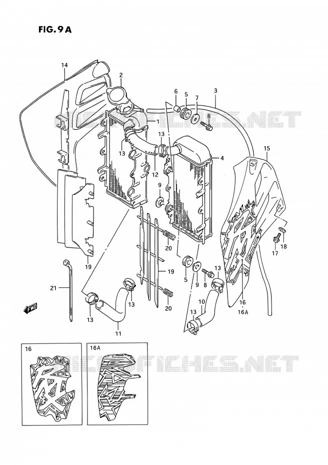 RADIATOR (MODELE R/S/T) Suzuki MOTO 250 RMX 1994  RMX250 R (E03)