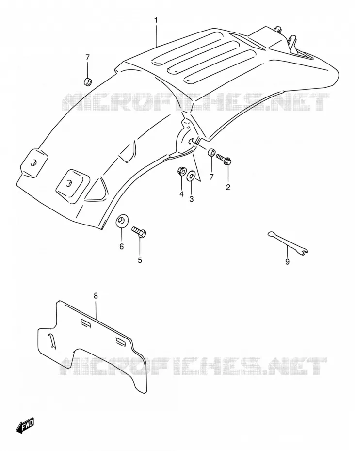 REAR FEDNER Suzuki MOTO 250 RMX 1998  RMX250 W