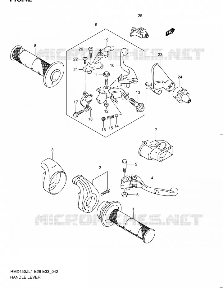 HANDGRIPS - LEVERS  Suzuki MOTO 450 RMX 2011  RMX450Z L1 (E03,E28,E33)