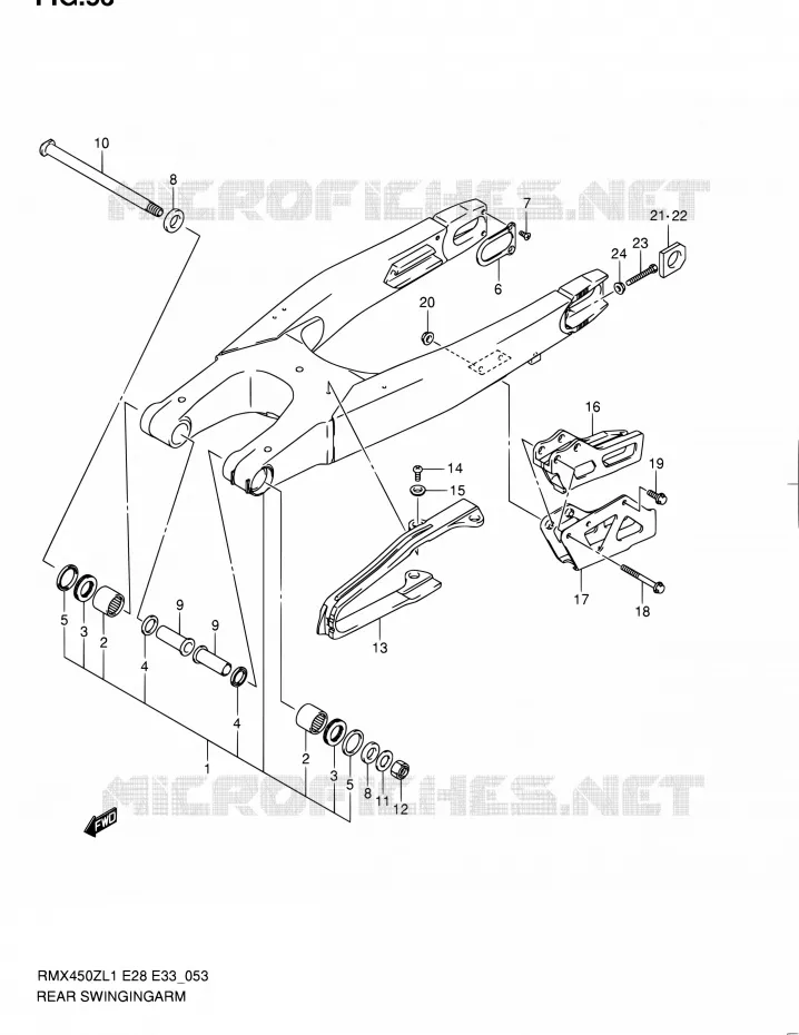 SWINGARM Suzuki MOTO 450 RMX 2011  RMX450Z L1 (E03,E28,E33)