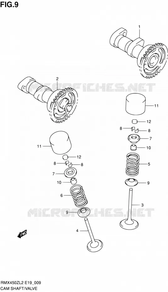 CAMSHAFT - VALVES Suzuki MOTO 450 RMX 2012  RMX450ZL2(E19)