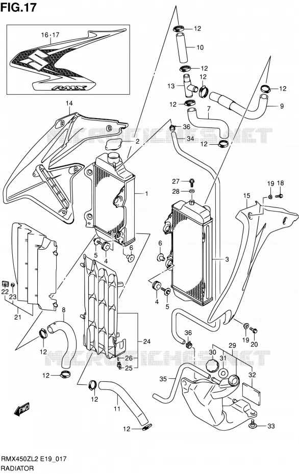 RADIATOR Suzuki MOTO 450 RMX 2012  RMX450ZL2(E19)