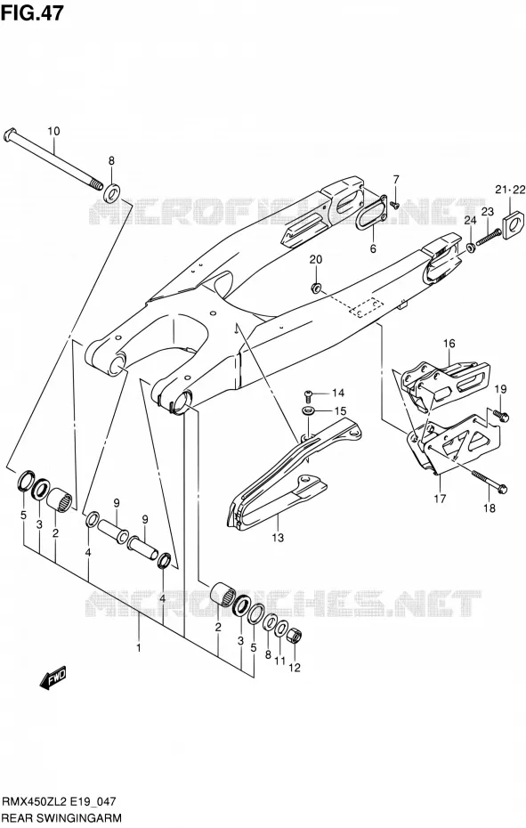 SWINGARM Suzuki MOTO 450 RMX 2012  RMX450ZL2(E19)