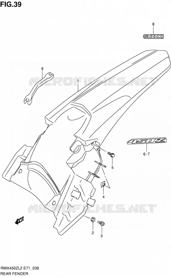 REAR FEDNER Suzuki MOTO 450 RMX 2012  RMX450ZL2(E71)