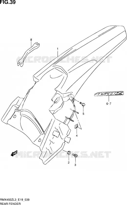 REAR FEDNER Suzuki MOTO 450 RMX 2012  RMX450Z L3 (E19)