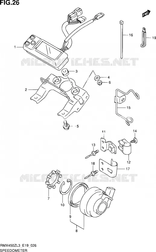 SPEEDOMETER Suzuki MOTO 450 RMX 2012  RMX450Z L3 (E19)