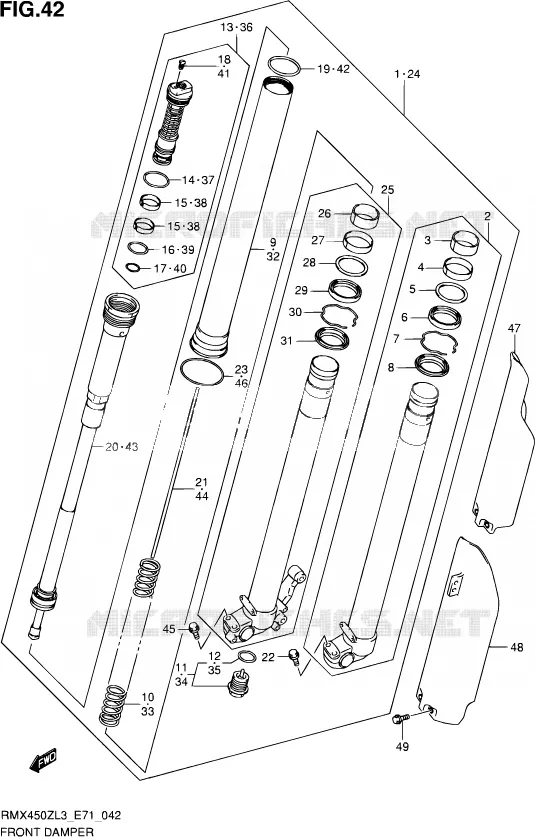 FRONT FORK Suzuki MOTO 450 RMX 2013  RMX450Z L3 (E71)