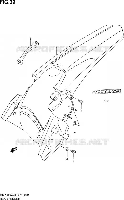 REAR FEDNER Suzuki MOTO 450 RMX 2013  RMX450Z L3 (E71)