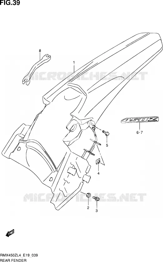REAR FEDNER Suzuki MOTO 450 RMX 2014  RMX450Z L4 (E19)