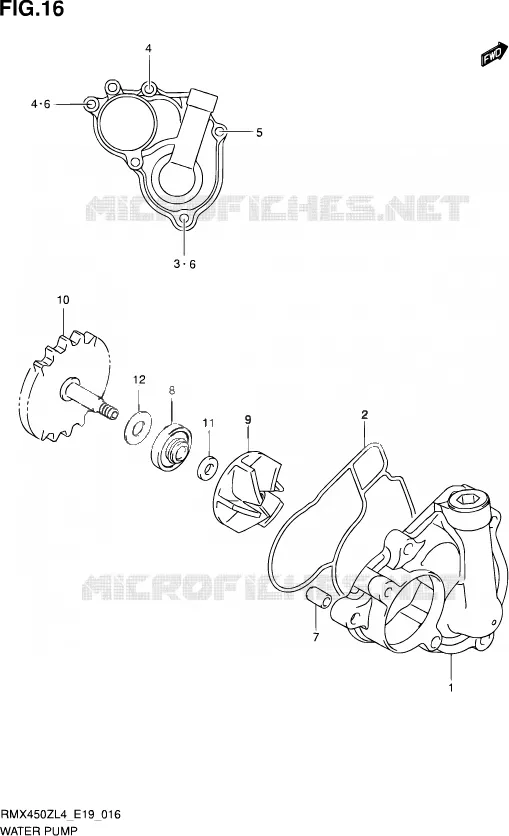 WATER PUMP Suzuki MOTO 450 RMX 2014  RMX450Z L4 (E19)