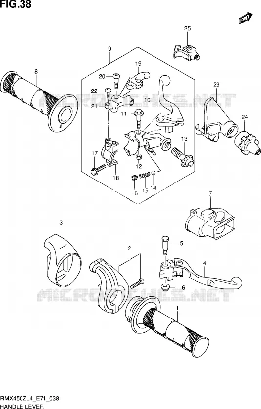 HANDGRIPS - LEVERS  Suzuki MOTO 450 RMX 2014  RMX450Z L4 (E71)