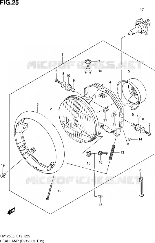 HEAD LAMP (RV125L3 E19) Suzuki MOTO 125 VAN-VAN 2013  RV125 L3 (E19)