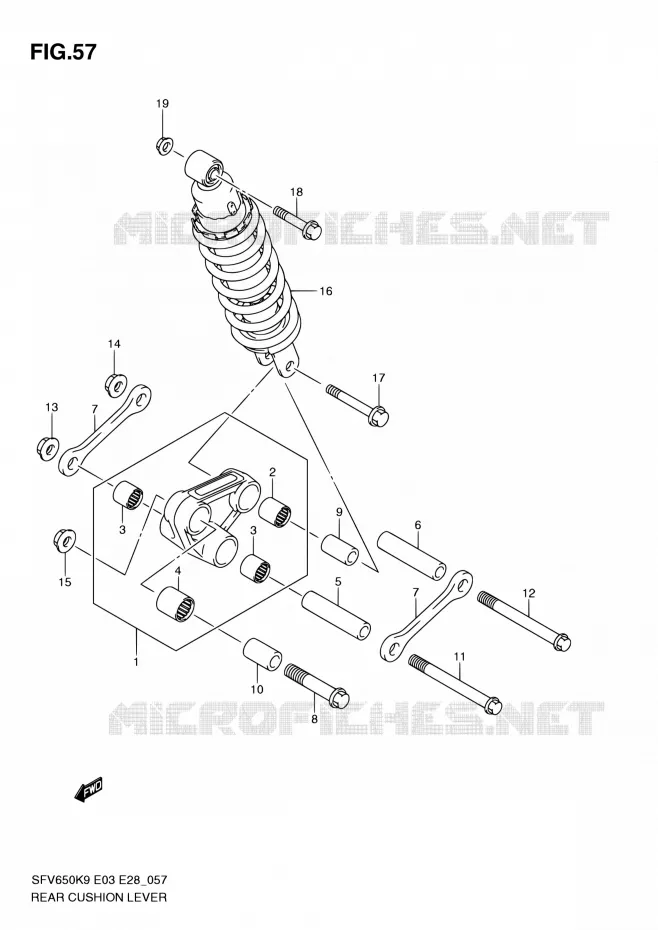 SHOCK ABSORBER LINKAGE Suzuki MOTO 650 GLADIUS 2009  SFV650 K9 (E03,E28,E33)