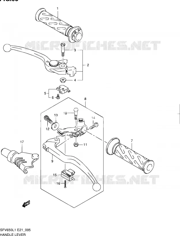 HANDGRIPS - LEVERS  Suzuki MOTO 650 GLADIUS 2011  SFV650L1(E24)