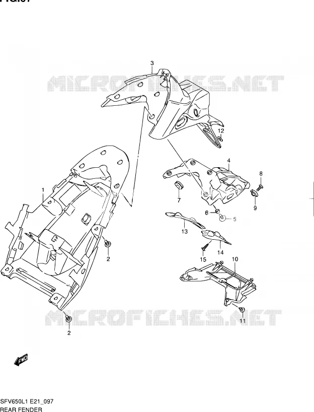 REAR FEDNER (SFV650L1 E24) Suzuki MOTO 650 GLADIUS 2011  SFV650L1(E24)
