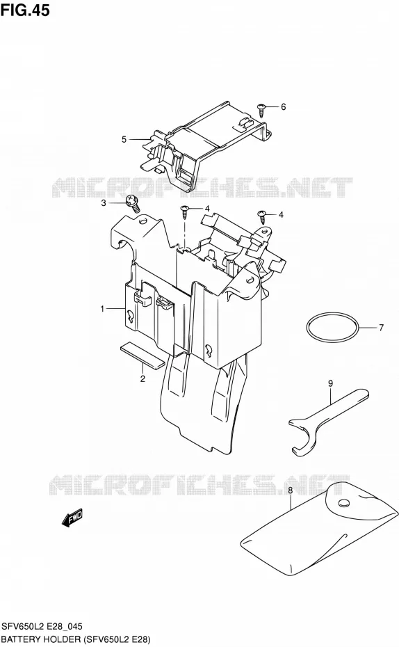 BATTERY HOLDER (SFV650L2 E28) Suzuki MOTO 650 GLADIUS 2012  SFV650L2(E03,E28,E33)