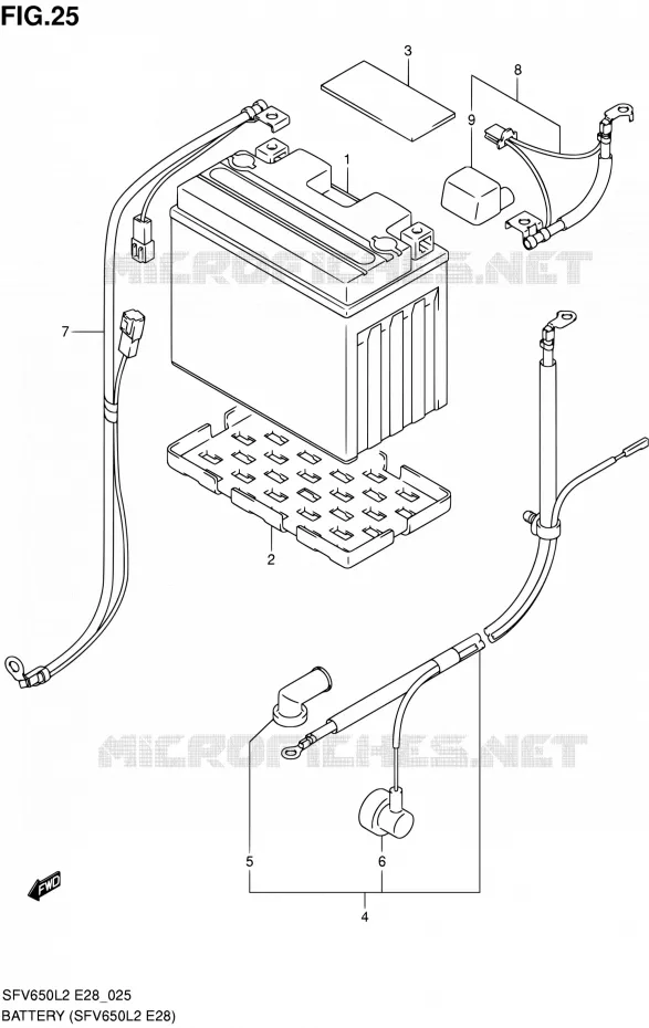 BATTERY (SFV650L2 E28) Suzuki MOTO 650 GLADIUS 2012  SFV650L2(E03,E28,E33)