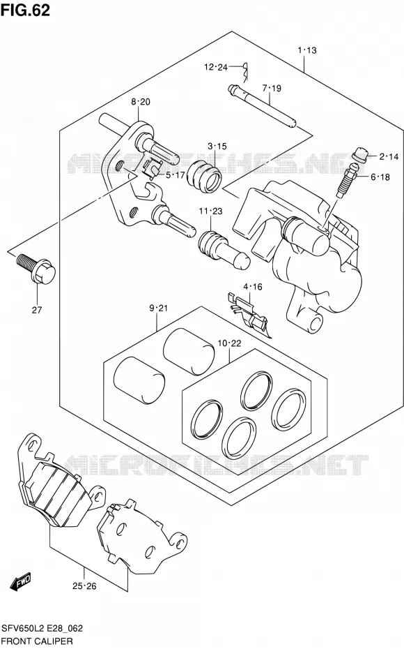FRONT CALIPER Suzuki MOTO 650 GLADIUS 2012  SFV650L2(E03,E28,E33)