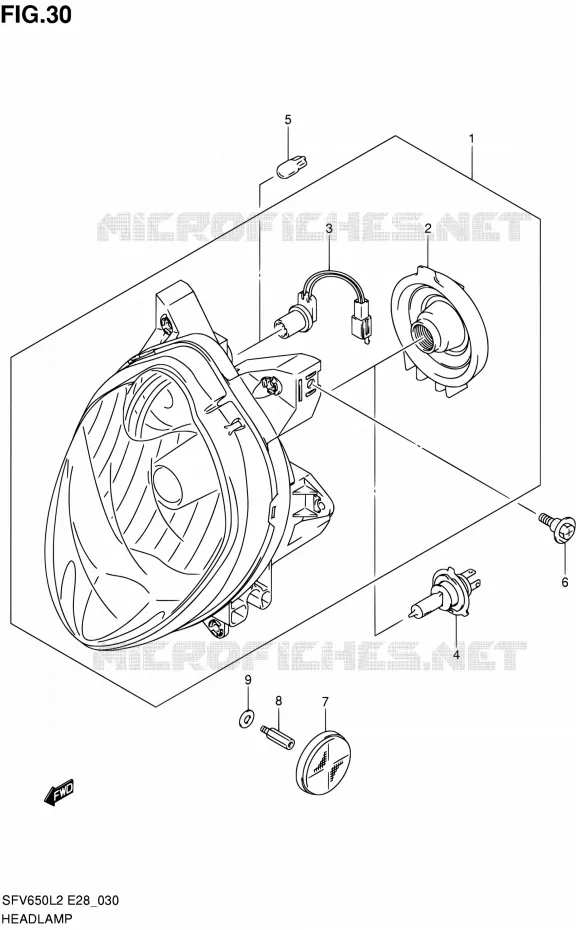 HEAD LAMP Suzuki MOTO 650 GLADIUS 2012  SFV650L2(E03,E28,E33)