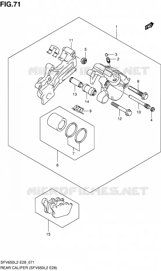 REAR CALIPER (SFV650L2 E28) Suzuki MOTO 650 GLADIUS 2012  SFV650L2(E03,E28,E33)