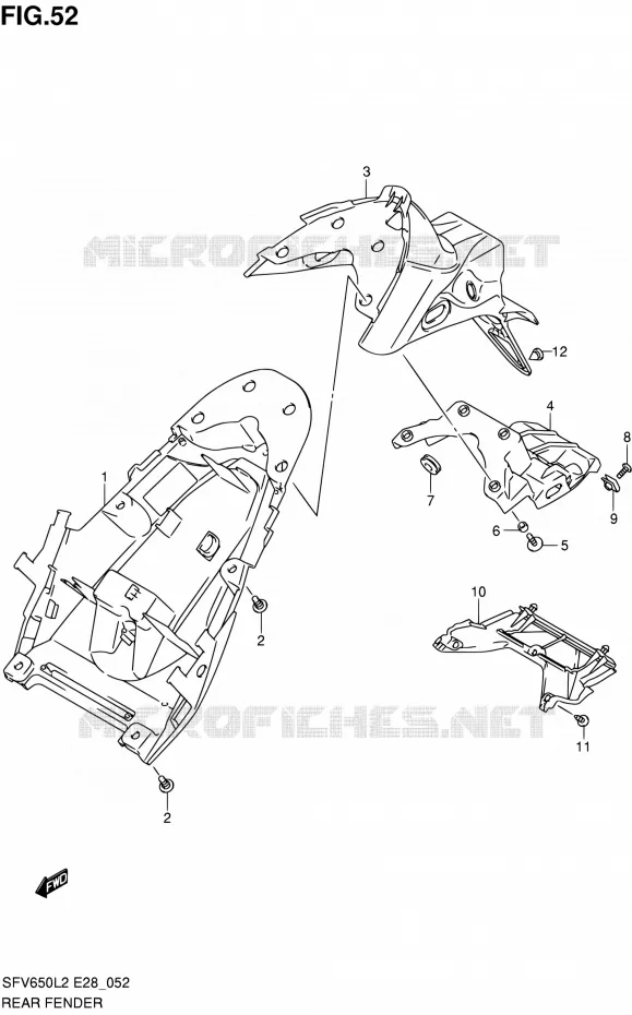 REAR FEDNER Suzuki MOTO 650 GLADIUS 2012  SFV650L2(E03,E28,E33)