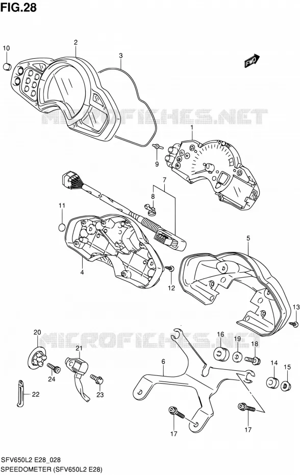 SPEEDOMETER (SFV650L2 E28) Suzuki MOTO 650 GLADIUS 2012  SFV650L2(E03,E28,E33)
