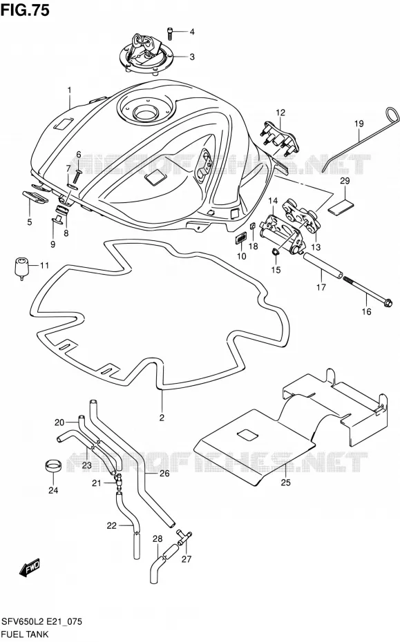 FUEL TANK (SFV650AL2 E21) Suzuki MOTO 650 GLADIUS 2012  SFV650L2(E24)