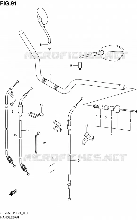 HANDELBAR (SFV650UL2 E21) Suzuki MOTO 650 GLADIUS 2012  SFV650L2(E24)