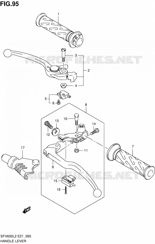 HANDGRIPS - LEVERS  Suzuki MOTO 650 GLADIUS 2012  SFV650L2(E24)
