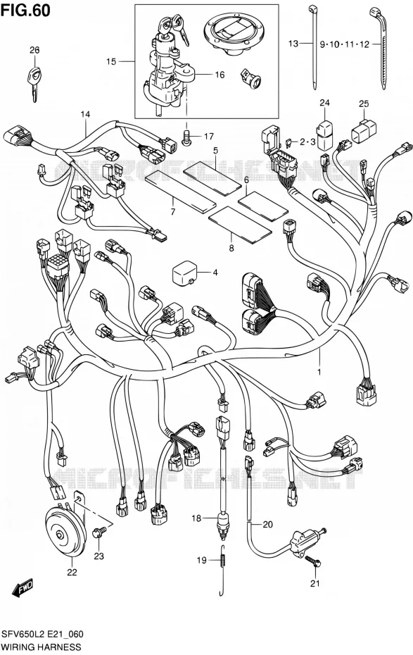 WIRING HARNESS (SFV650AL2 E21) Suzuki MOTO 650 GLADIUS 2012  SFV650L2(E24)