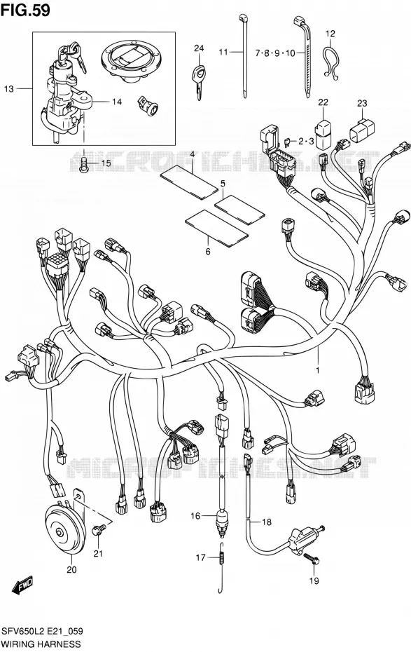 WIRING HARNESS (SFV650UL2 E24) Suzuki MOTO 650 GLADIUS 2012  SFV650L2(E24)