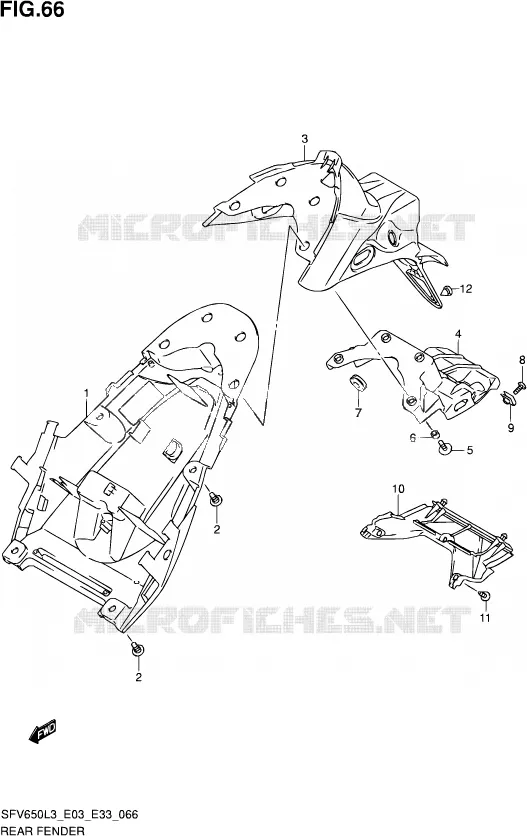 REAR FEDNER Suzuki MOTO 650 GLADIUS 2013  SFV650 L3 (E03,E28,E33)