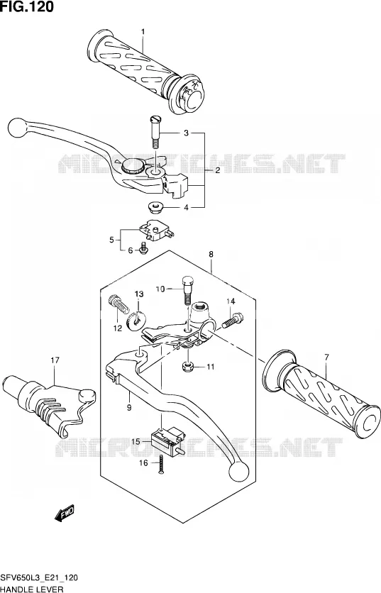 HANDGRIPS - LEVERS  Suzuki MOTO 650 GLADIUS 2013  SFV650 L3 (E24)