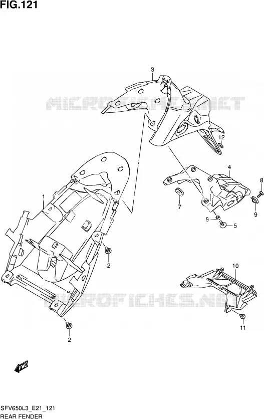 REAR FEDNER (SFV650L3 E21) Suzuki MOTO 650 GLADIUS 2013  SFV650 L3 (E24)