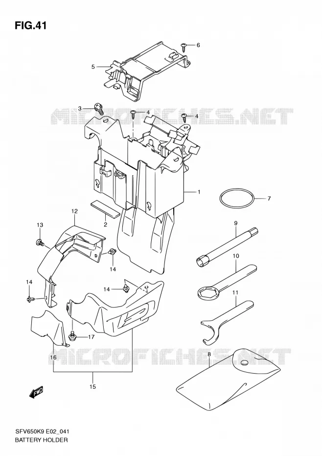 BATTERY BOX - TOOLS Suzuki MOTO 650 GLADIUS 2010  SFV650AL0(E24)